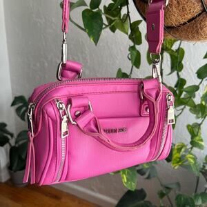 Madden nyc womens multi zipper hot pink purse